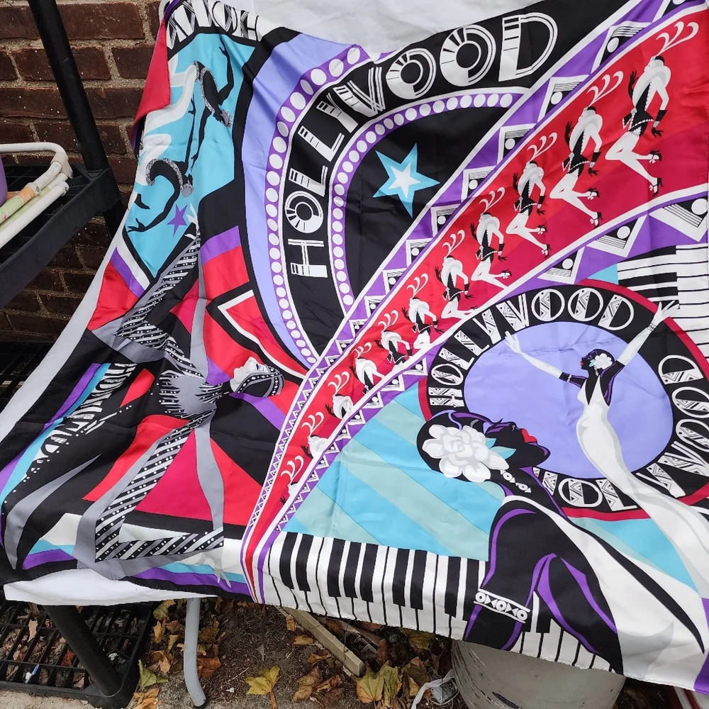 Bob Mackie HUGE Hollywood silk scarf NWOT - Picture 7 of 10
